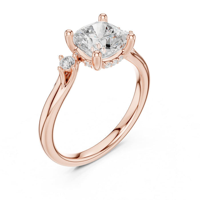 Cushion Lab Grown Diamond Side-Stone Engagement Ring rose gold video