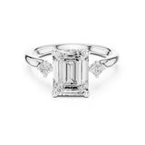 Emerald Lab Grown Diamond Side-Stone Engagement Ring