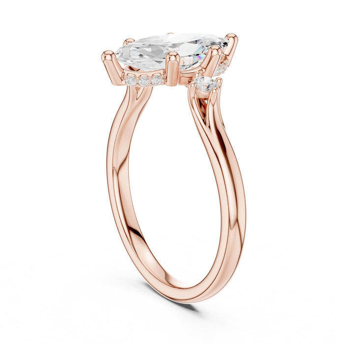 Marquise Lab Grown Diamond Side-Stone Engagement Ring yellow gold video