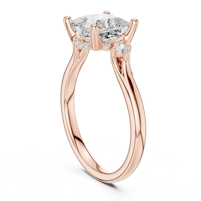 Princess Lab Grown Diamond Side-Stone Engagement Ring yellow gold video