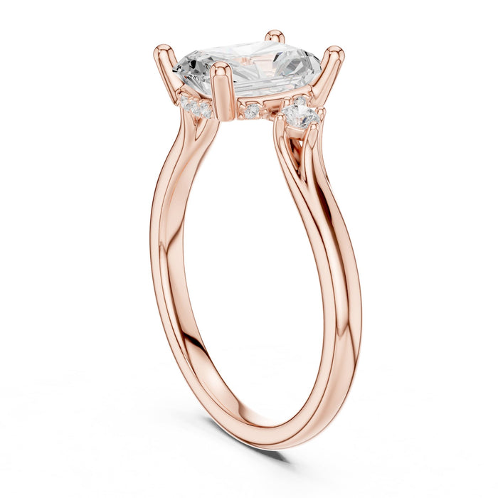 Radiant Lab Grown Diamond Side-Stone Engagement Ring yellow gold video