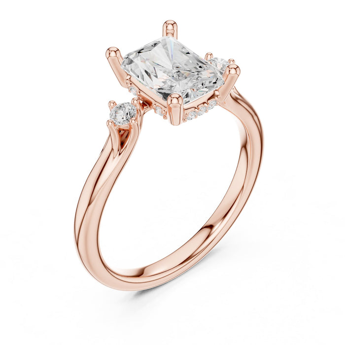 Radiant Lab Grown Diamond Side-Stone Engagement Ring rose gold video