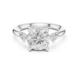 Round Lab Grown Diamond Side-Stone Engagement Ring