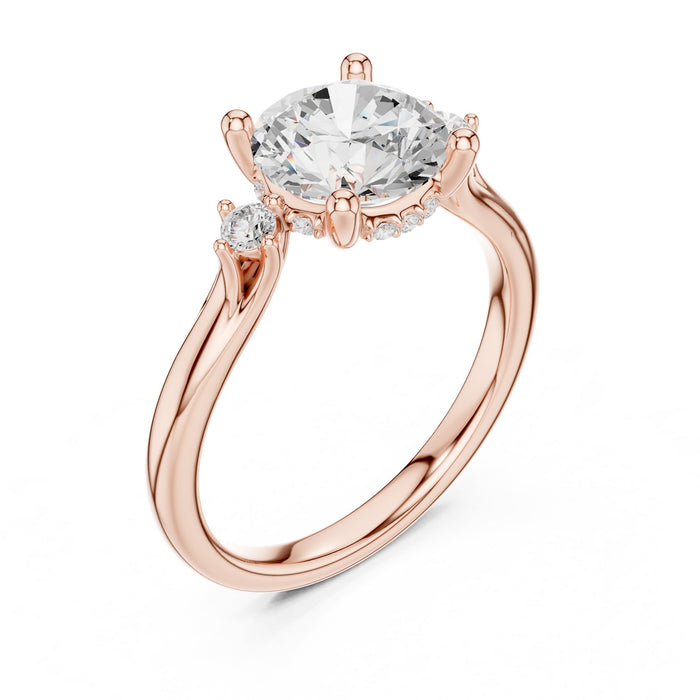 Round Lab Grown Diamond Side-Stone Engagement Ring rose gold video