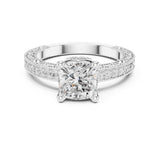 Cushion Lab Grown Diamond Vintage Engagement Ring