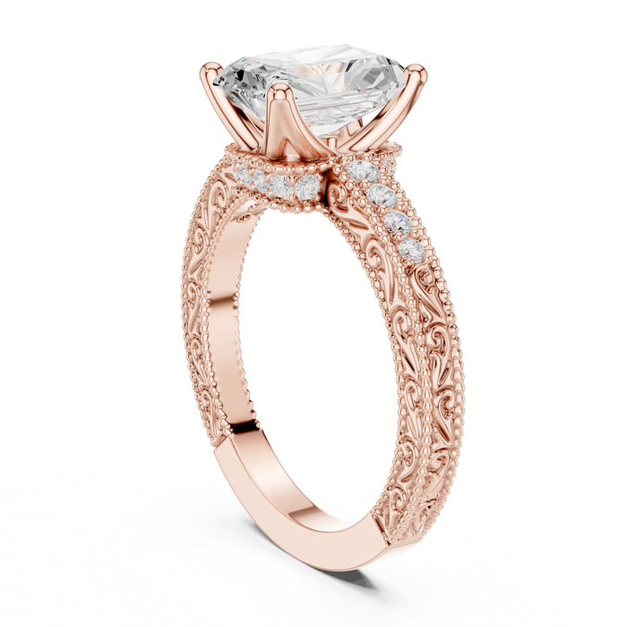 Radiant Lab Grown Diamond Vintage Engagement Ring yellow gold video