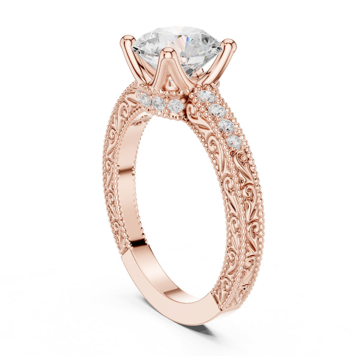 Round Lab Grown Diamond Vintage Engagement Ring yellow gold video