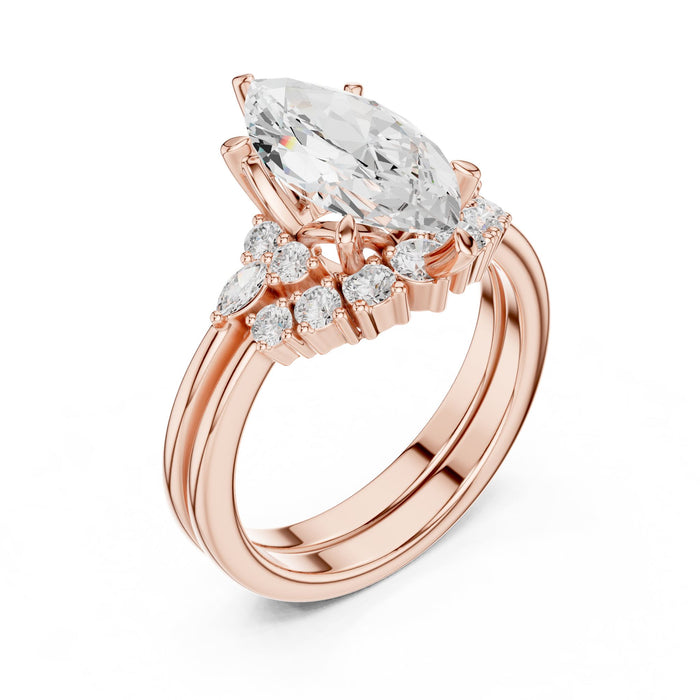 Marquise Lab Grown Diamond Side-Stone Engagement Ring rose gold video