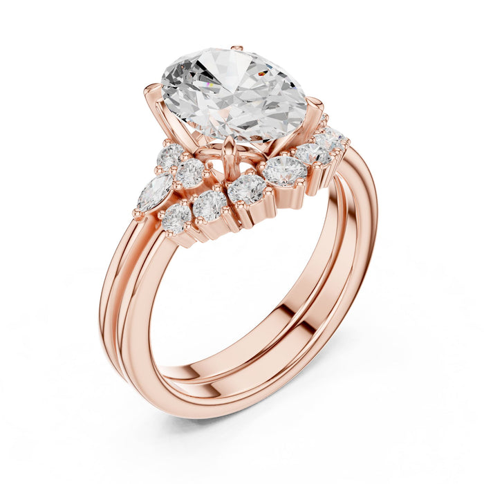 Oval Lab Grown Diamond Side-Stone Engagement Ring rose gold video