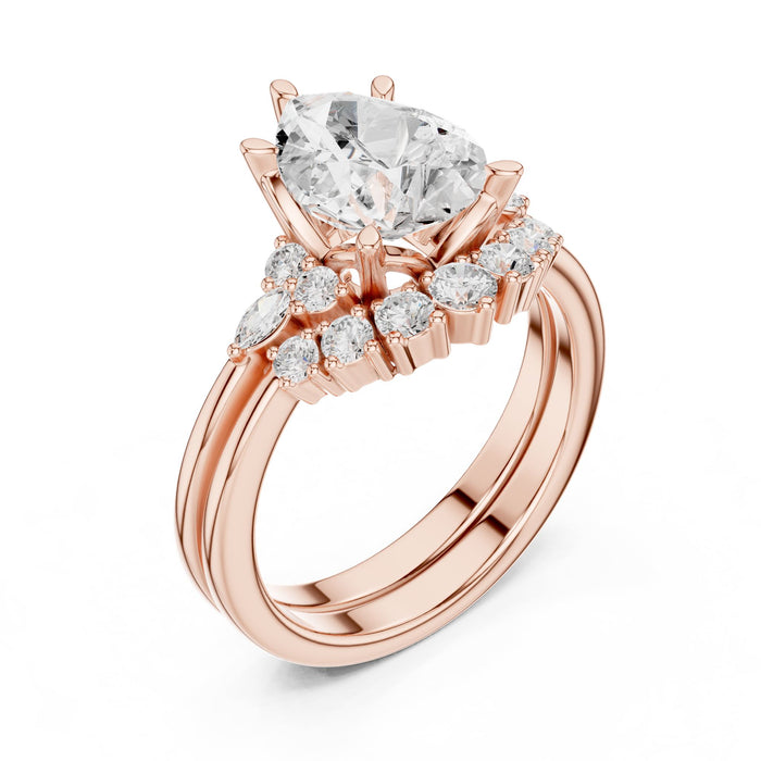 Pear Lab Grown Diamond Side-Stone Engagement Ring rose gold video