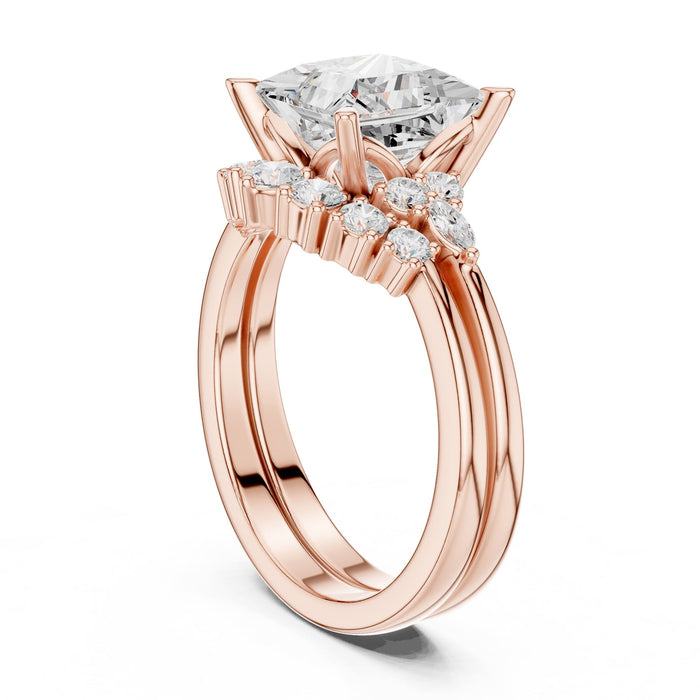 Princess Lab Grown Diamond Side-Stone Engagement Ring yellow gold video
