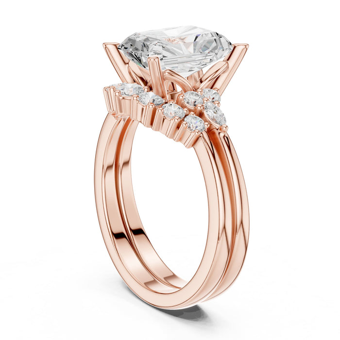 Radiant Lab Grown Diamond Side-Stone Engagement Ring yellow gold video