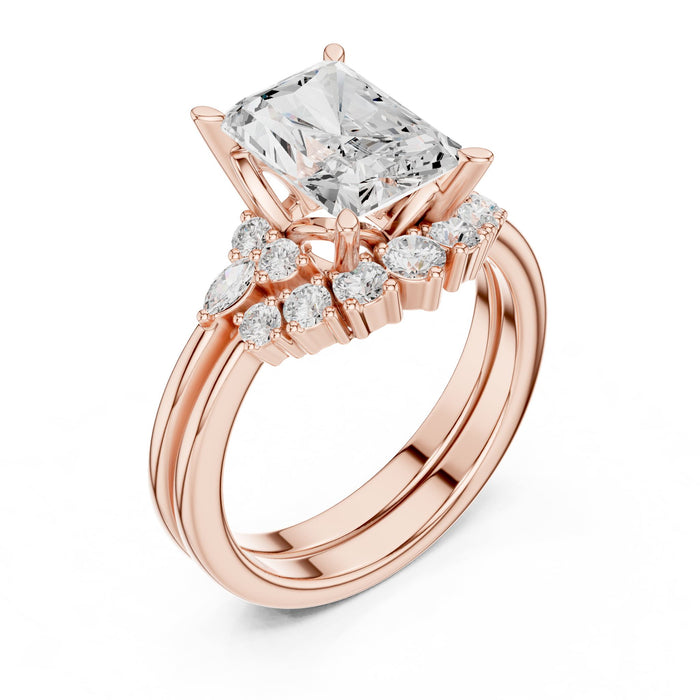 Radiant Lab Grown Diamond Side-Stone Engagement Ring rose gold video