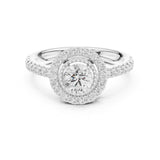 Round Lab Grown Diamond Halo Engagement Ring