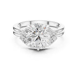Round Lab Grown Diamond Side-Stone Engagement Ring