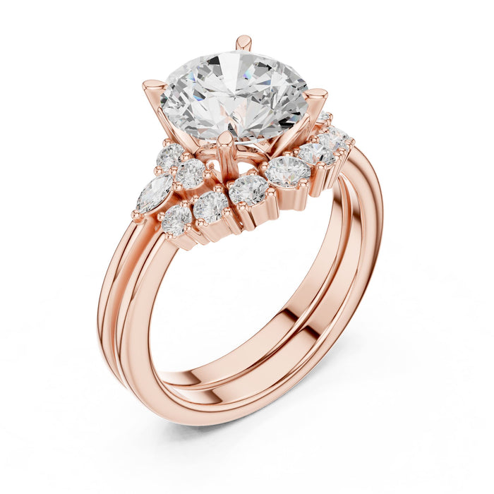 Round Lab Grown Diamond Side-Stone Engagement Ring rose gold video