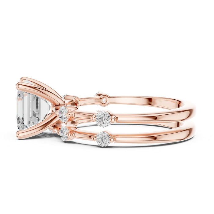 Princess Lab Grown Diamond Side-Stone Engagement Ring yellow gold video