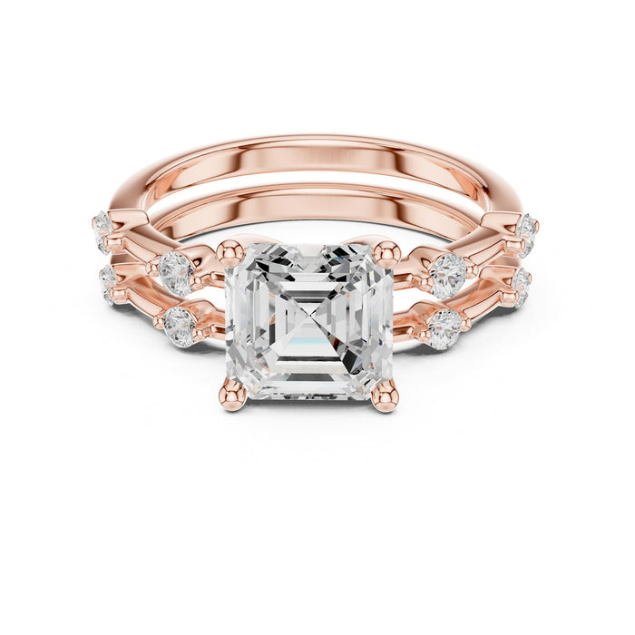 Princess Lab Grown Diamond Side-Stone Engagement Ring rose gold video