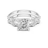 Cushion Lab Grown Diamond Side-Stone Engagement Ring