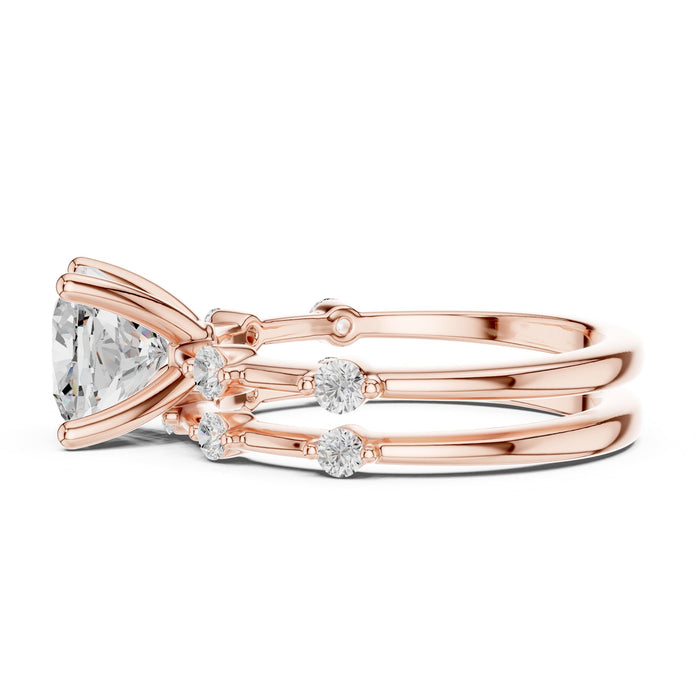 Cushion Lab Grown Diamond Side-Stone Engagement Ring yellow gold video