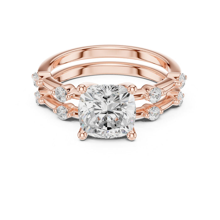 Cushion Lab Grown Diamond Side-Stone Engagement Ring rose gold video