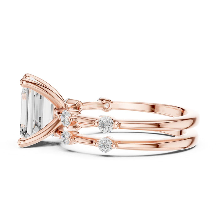 Radiant Lab Grown Diamond Side-Stone Engagement Ring yellow gold video