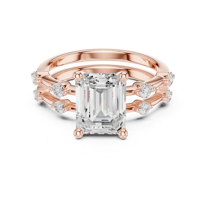 Radiant Lab Grown Diamond Side-Stone Engagement Ring rose gold video