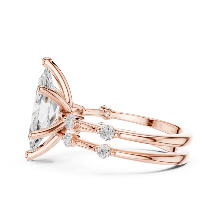 Marquise Lab Grown Diamond Side-Stone Engagement Ring yellow gold video
