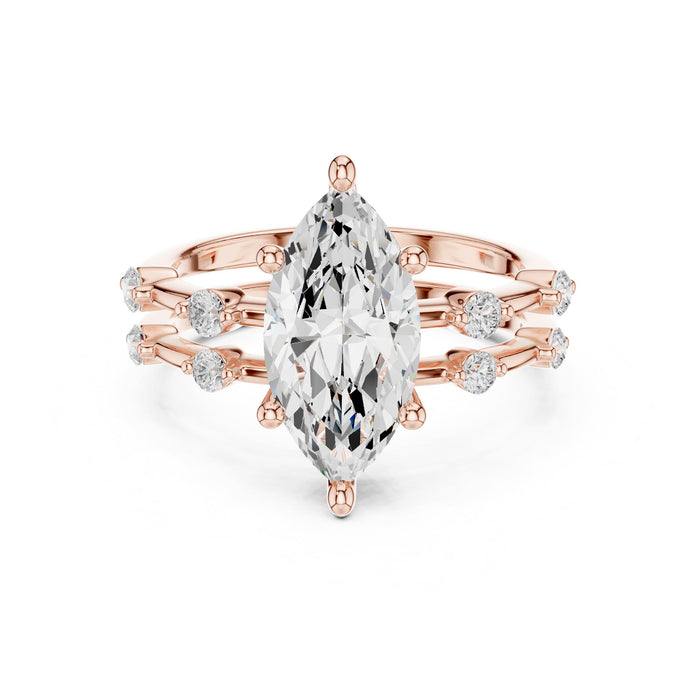 Marquise Lab Grown Diamond Side-Stone Engagement Ring rose gold video