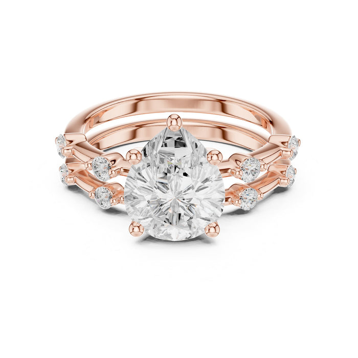 Pear Lab Grown Diamond Side-Stone Engagement Ring rose gold video
