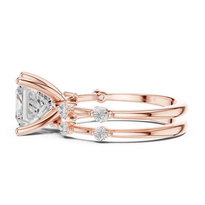 Princess Lab Grown Diamond Side-Stone Engagement Ring yellow gold video