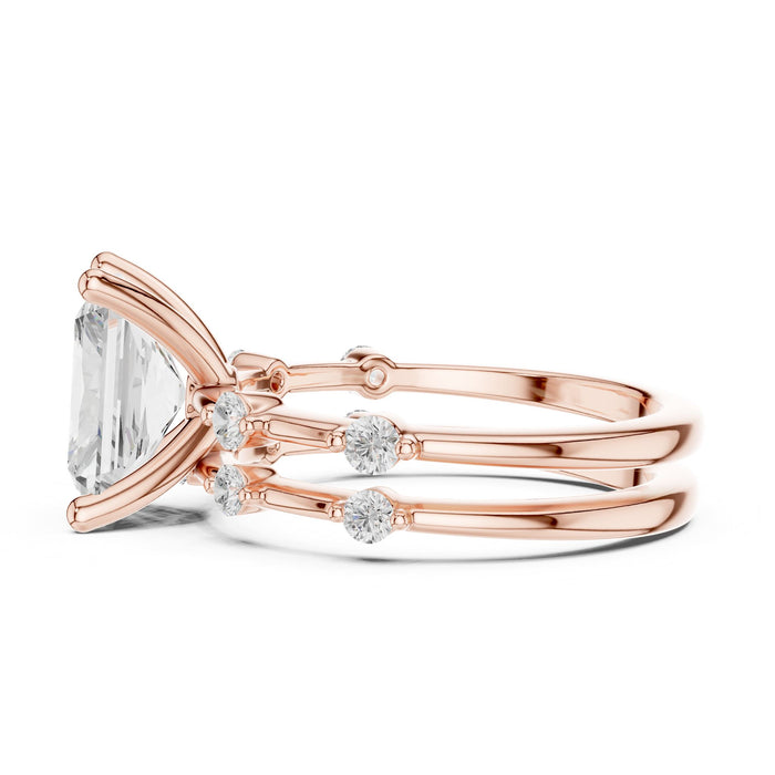 Radiant Lab Grown Diamond Side-Stone Engagement Ring yellow gold video