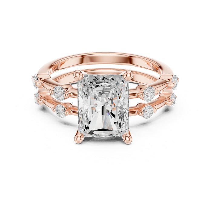 Radiant Lab Grown Diamond Side-Stone Engagement Ring rose gold video