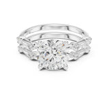 Round Lab Grown Diamond Side-Stone Engagement Ring