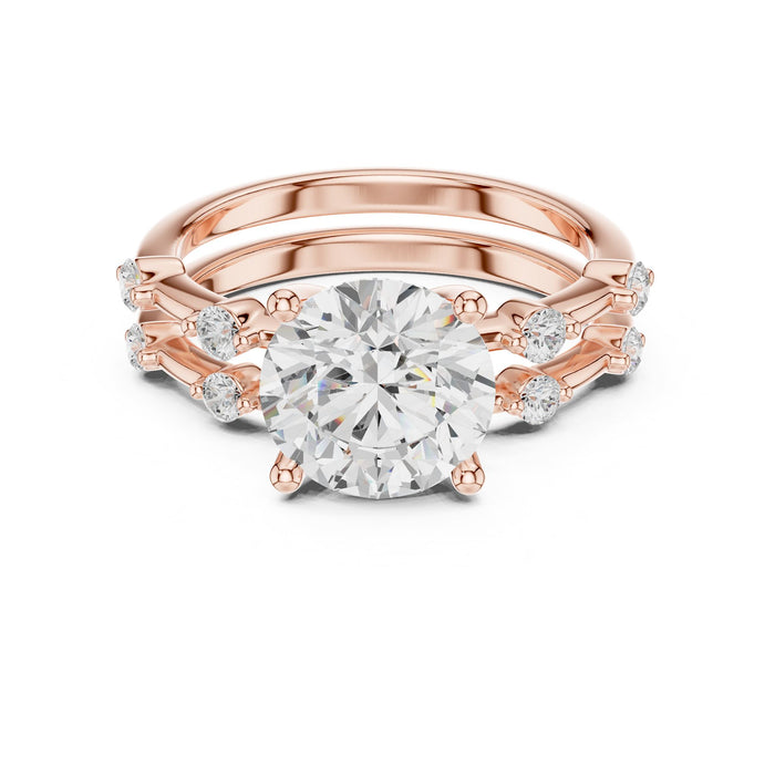 Round Lab Grown Diamond Side-Stone Engagement Ring rose gold video
