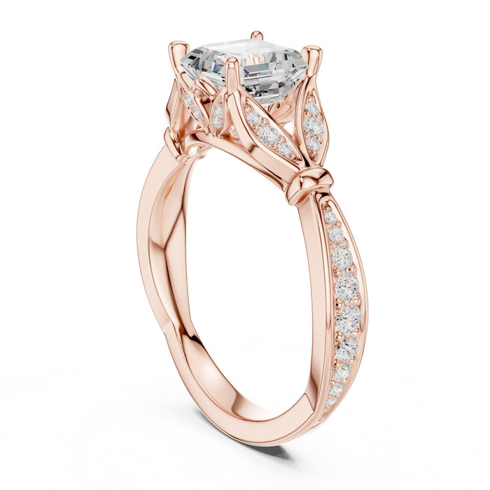 Princess Lab Grown Diamond Side-Stone Engagement Ring yellow gold video