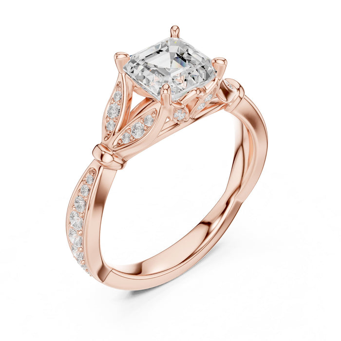 Princess Lab Grown Diamond Side-Stone Engagement Ring rose gold video