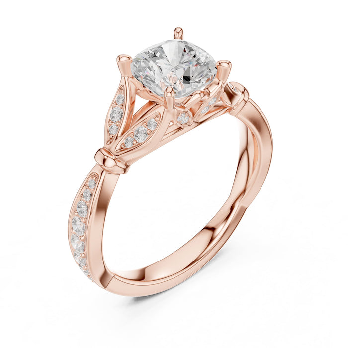 Cushion Lab Grown Diamond Side-Stone Engagement Ring rose gold video
