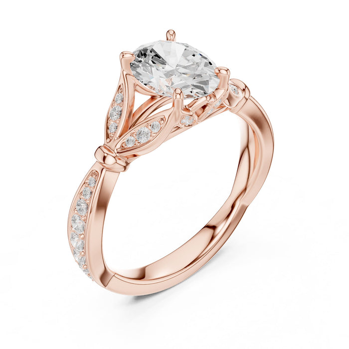 Oval Lab Grown Diamond Twisted Engagement Ring rose gold video