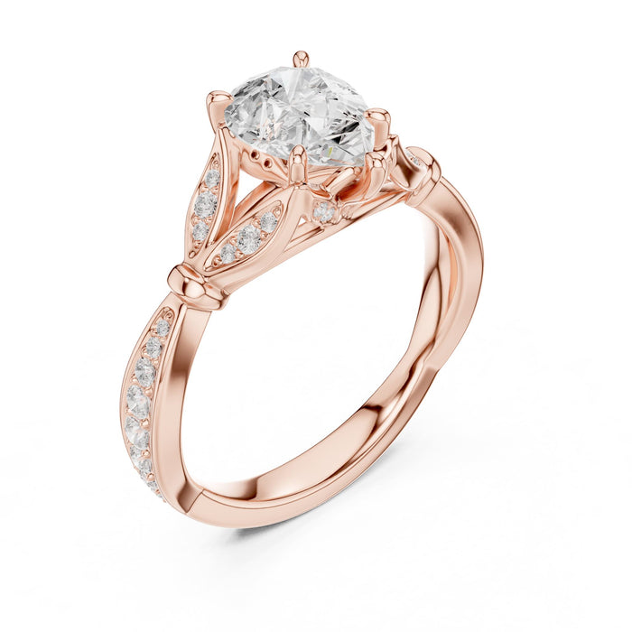 Pear Lab Grown Diamond Side-Stone Engagement Ring rose gold video