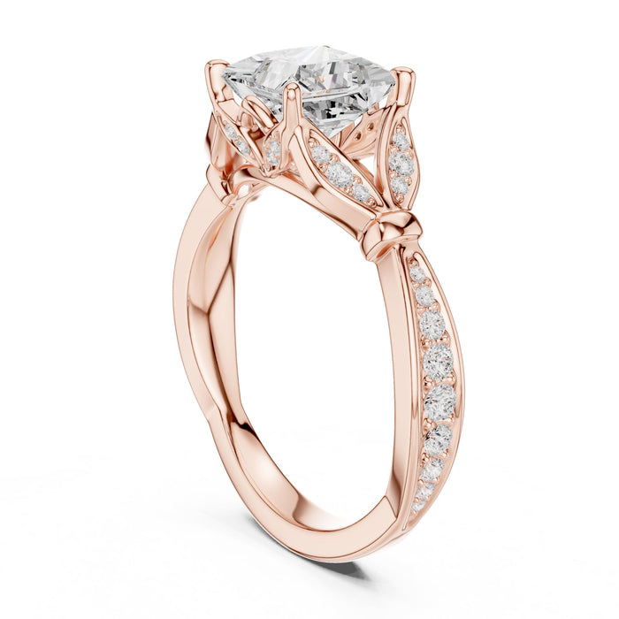 Princess Lab Grown Diamond Side-Stone Engagement Ring yellow gold video