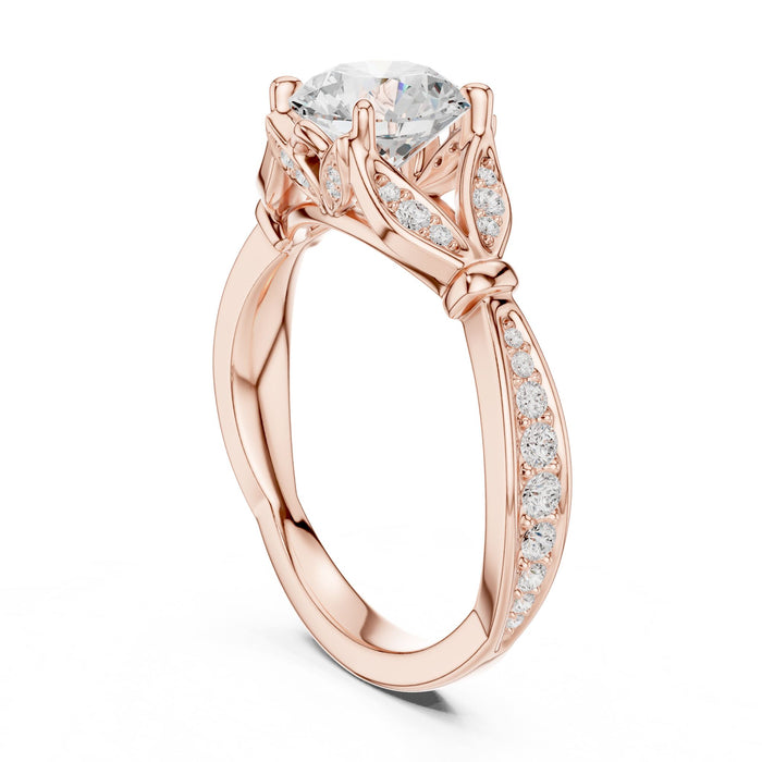 Round Lab Grown Diamond Side-Stone Engagement Ring yellow gold video