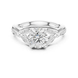 Round Lab Grown Diamond Side-Stone Engagement Ring