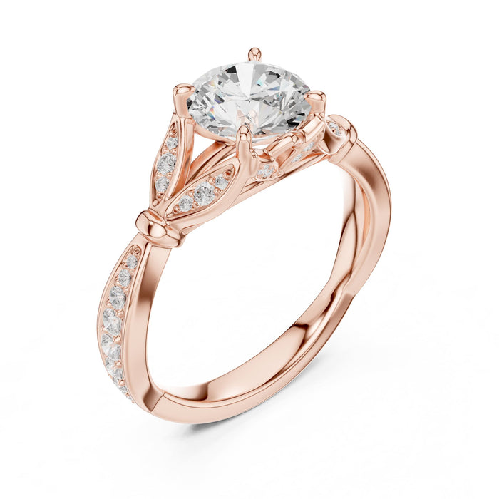 Round Lab Grown Diamond Side-Stone Engagement Ring rose gold video