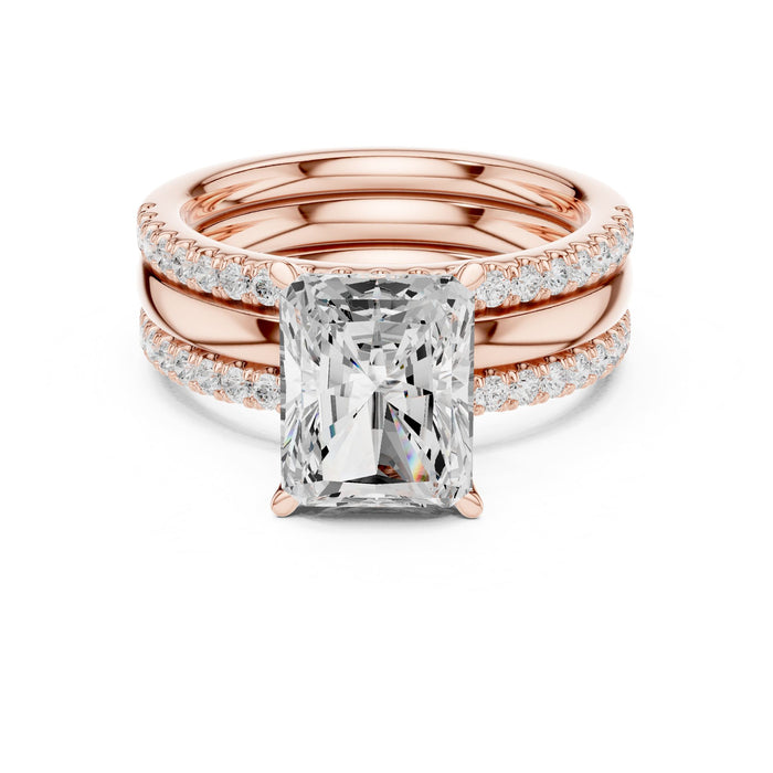 Radiant Lab Grown Diamond Side-Stone Engagement Ring rose gold video