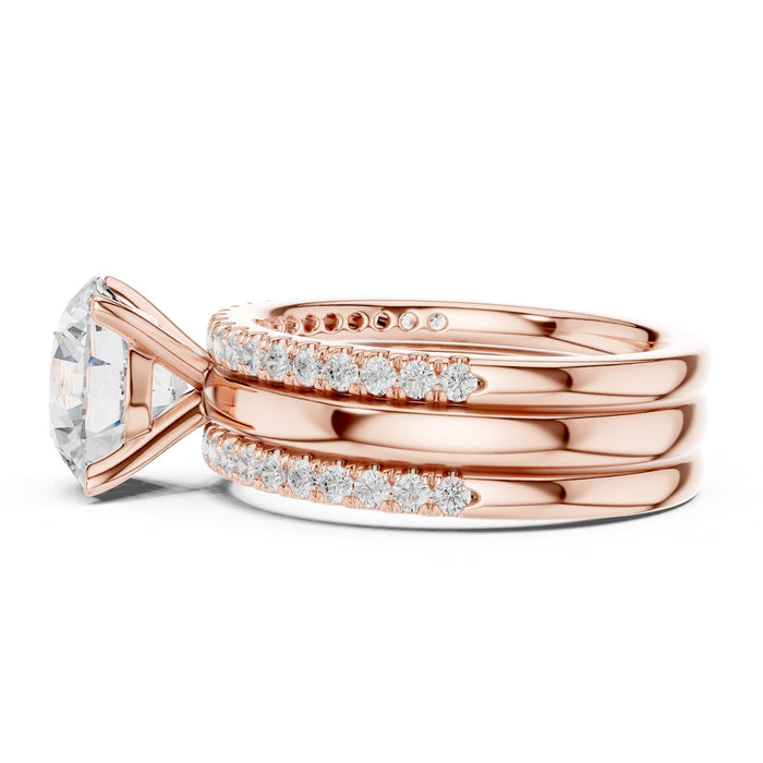 Round Lab Grown Diamond Side-Stone Engagement Ring rose gold video