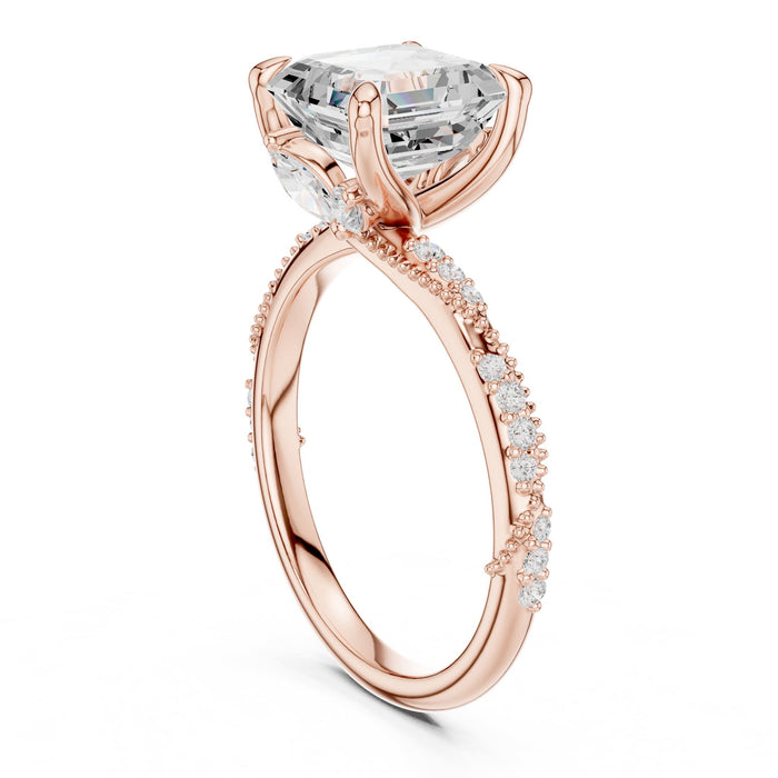 Princess Lab Grown Diamond Side-Stone Engagement Ring yellow gold video
