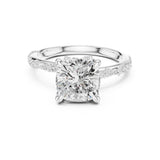 Cushion Lab Grown Diamond Pave Engagement Ring