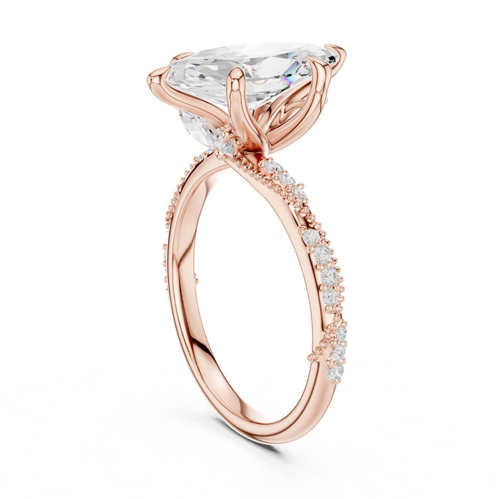 Marquise Lab Grown Diamond Side-Stone Engagement Ring yellow gold video