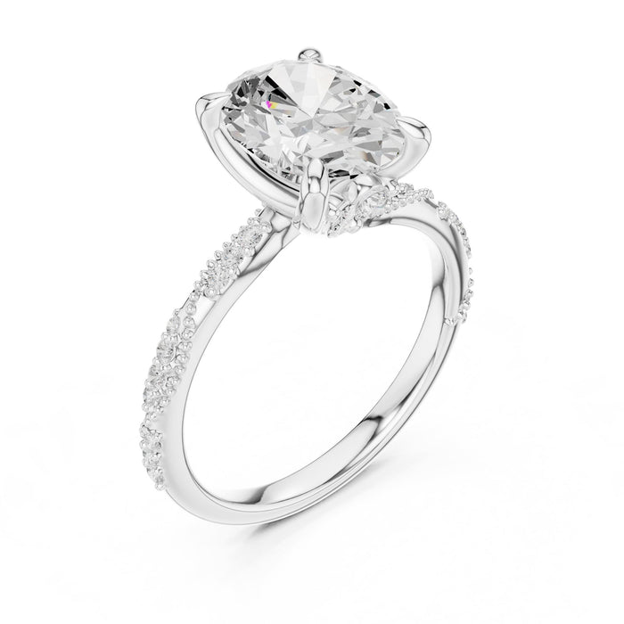 Oval Lab Grown Diamond Side-Stone Engagement Ring yellow gold video